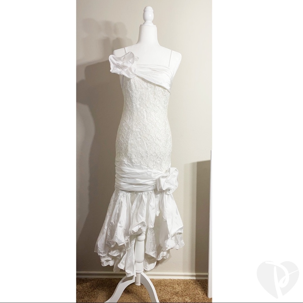 Vintage Samir White 80's Dress Wedding Bridal Prom Size Small